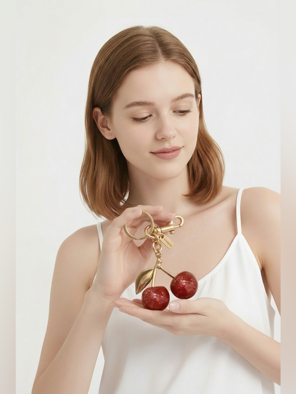 Coach Glittery Red Cherry Keychain - Picture 2 of 15